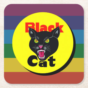 Mycket Roligt och färglöst svart katt Underlägg Papper Kvadrat
