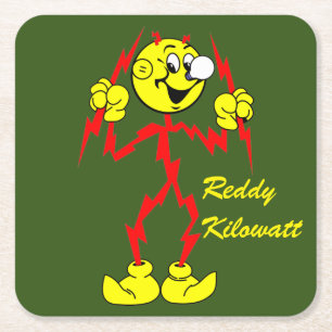 Mycket Roligt, Reddy Kilowatt Underlägg uppsättn Papper Kvadrat