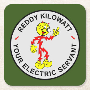 Mycket Roligt, Reddy Kilowatt Underlägg uppsättn Papper Kvadrat