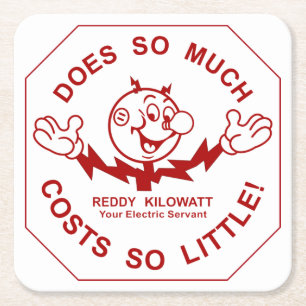 Mycket Roligt, Reddy Kilowatt Underlägg uppsättn Papper Kvadrat