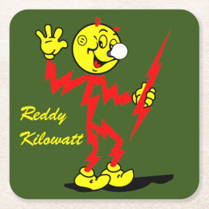 Mycket Roligt Reddy Kilowatt Underlägg uppsättni Papper Kvadrat