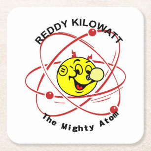 Mycket Roligt Reddy Kilowatt Underlägg uppsättning Papper Kvadrat
