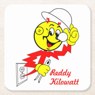 Mycket Roligt Reddy Kilowatt Underlägg uppsättning Papper Kvadrat