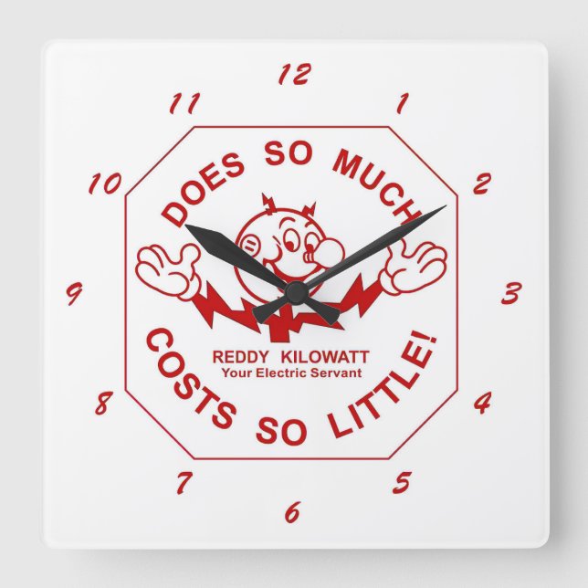 Mycket Roligt Reddy Kilowatt Wall Clock Fyrkantig Klocka (Framsida)