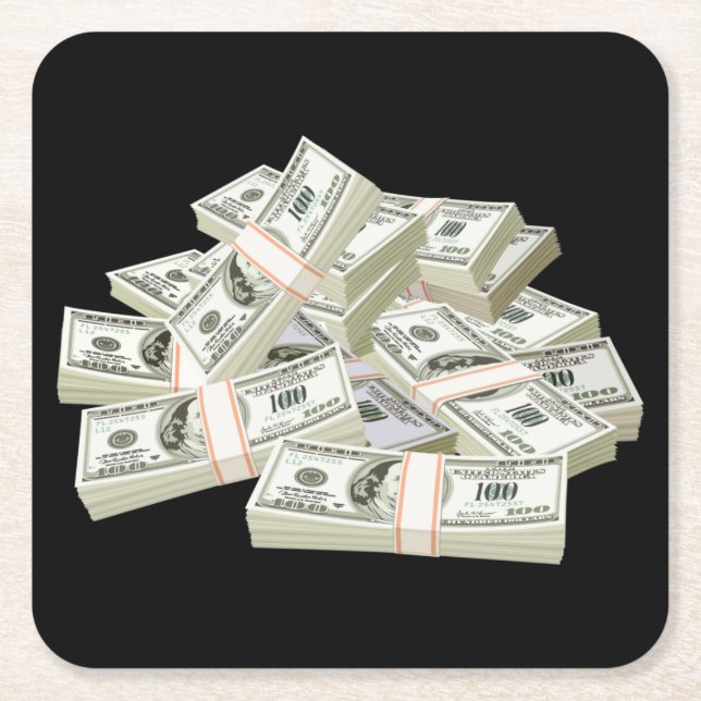 Mycket Roligt staplar av Pengarar Underlägg uppsät Papper Kvadrat (Framsidan)
