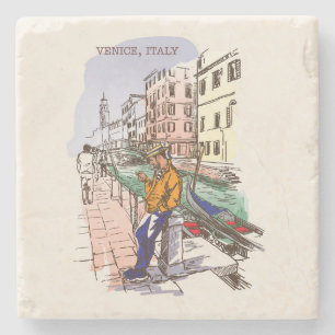 Mycket Roligt Venedig Italien Sketch Stone Underl Stenunderlägg