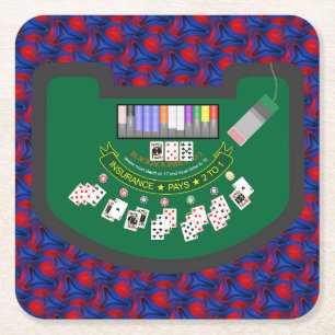 Mycket Roligt WINNING BlackJack Bord Underlägg upp Papper Kvadrat