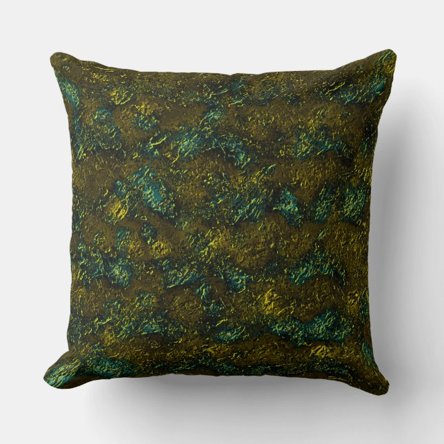 Mycket rustik åldras struktur i mörk, och grönt kudde (Framsida)