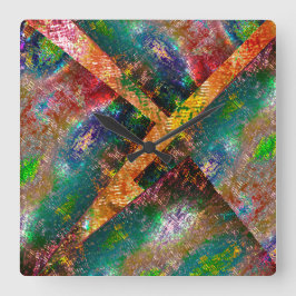 Mycket rustik färgad och oorganiserad bild lagrar fyrkantig klocka