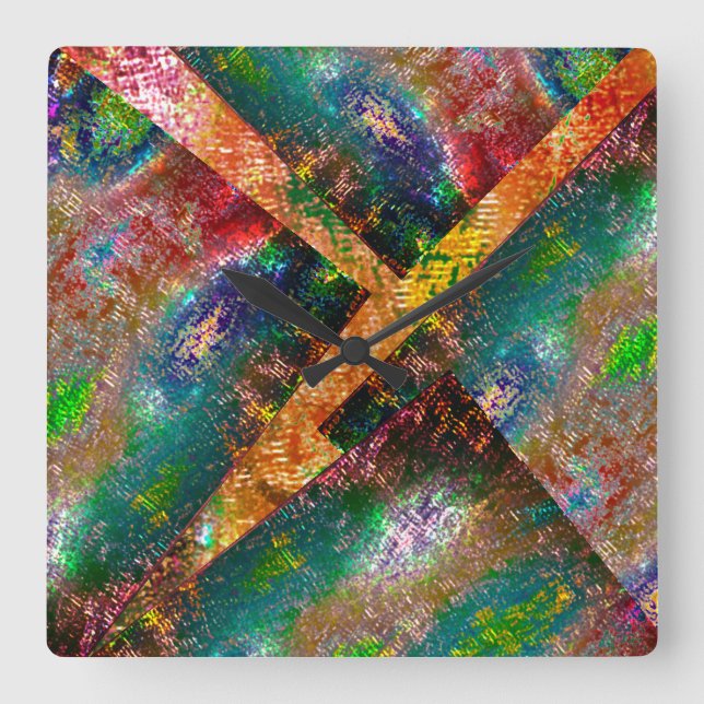 Mycket rustik färgad och oorganiserad bild lagrar fyrkantig klocka (Framsida)