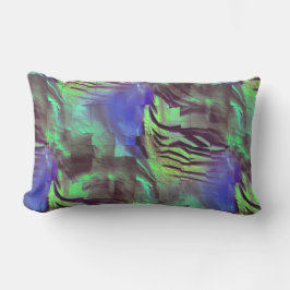 Mycket rustisk mosaik teckning av grönt till blåto lumbarkudde