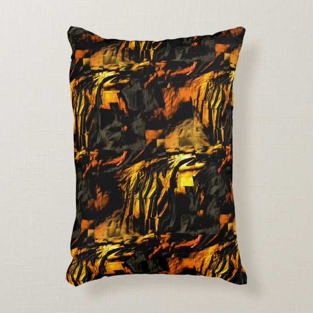 Mycket rustiskt bränd guldgruva, abstrakt mosaik t prydnadskudde (Framsidan(Vertikal))