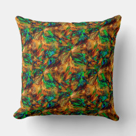 Mycket rustiskt sten i bränd gult med grönt spot kudde