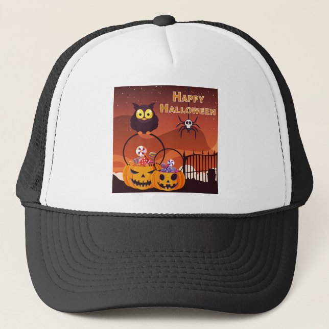 Mycket rutt Happy halloween-design Keps (Framsida)