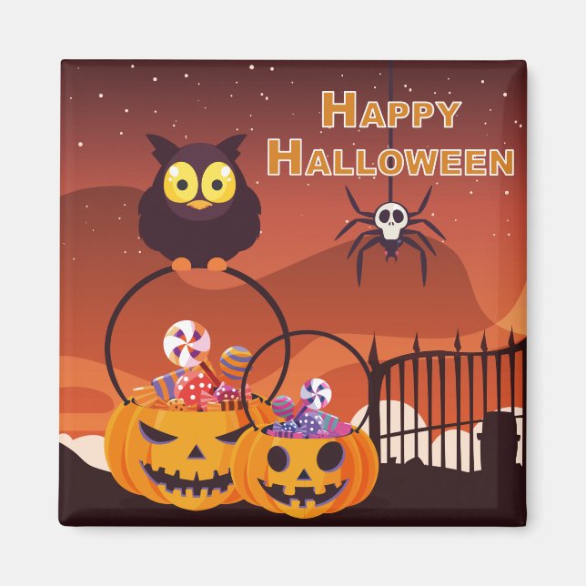Mycket rutt Happy halloween-design Magnet (Framsidan)
