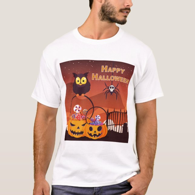 Mycket rutt Happy halloween-design T Shirt (Framsida)