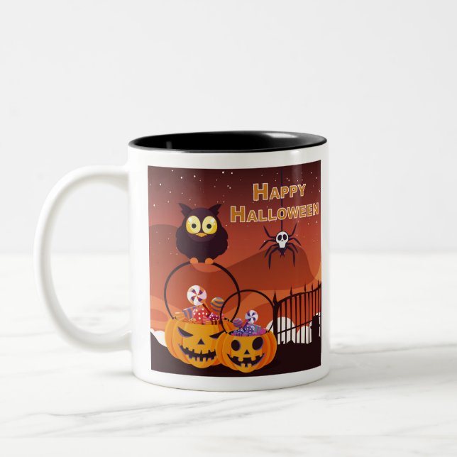 Mycket rutt Happy halloween-design Två-Tonad Mugg (Vänster)