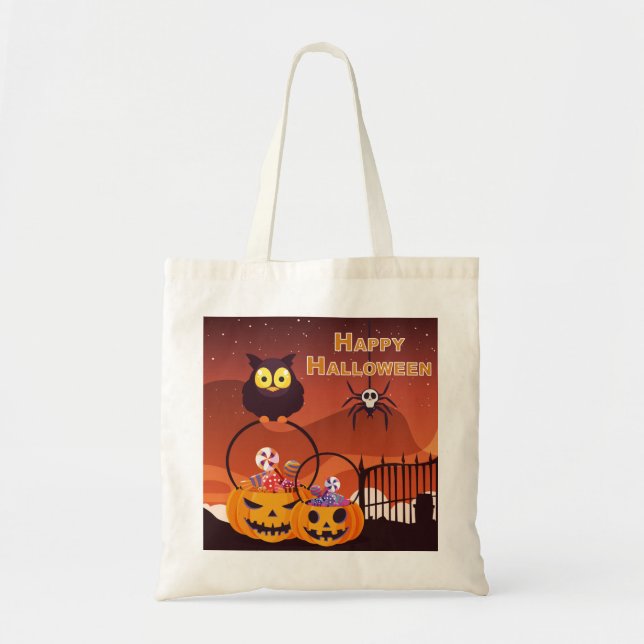 Mycket rutt Happy halloween-design Tygkasse (Framsidan)