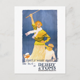 Mycket sällsynt Derry & Toms Vintage affisch åters Vykort