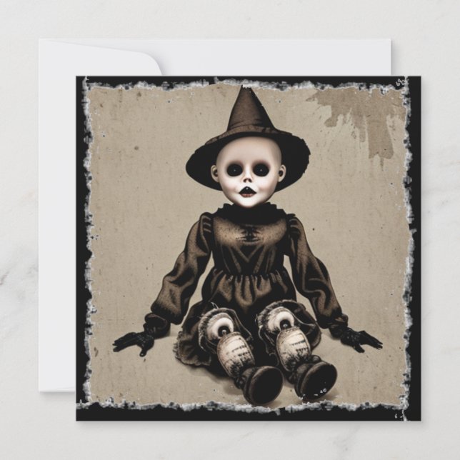Mycket Scary Creepy Doll Halloween fest Inbjudningar (Framsida)