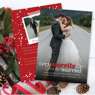 Mycket skickligt gift Mr & Mrs Modern Photo Bröllo Julkort
