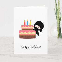 Mycket små Ninja bak födelsedagtårtan Kort