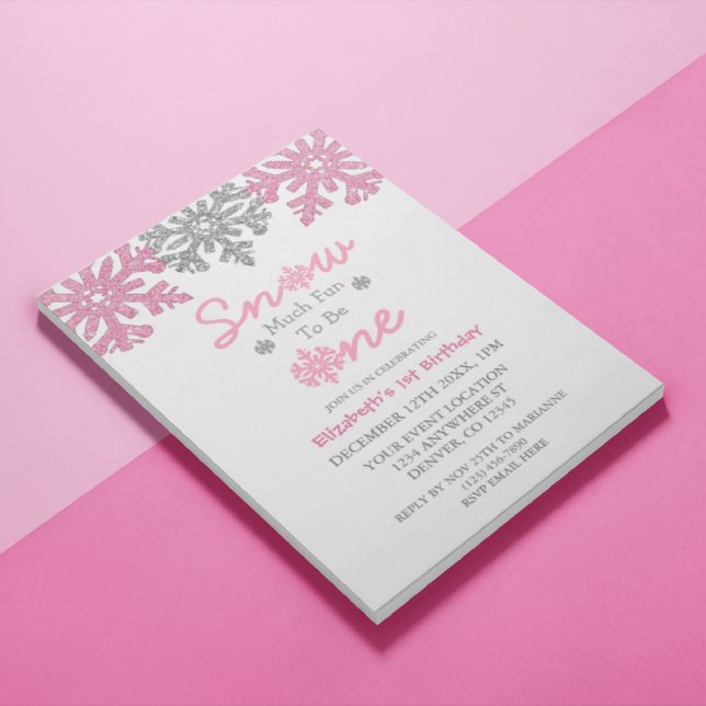 Mycket Snö Roligt Att Vara En Vinter 1-års Födelse Inbjudningar (Skapare uppladdad)