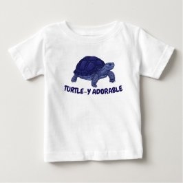 Mycket Söt Blå Sköldpadda Baby T-Shirt