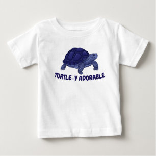 Mycket Söt Blå Sköldpadda Baby T-Shirt