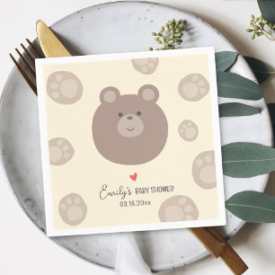 Mycket söt brun teddybjörn unge pojke baby shower pappersservett