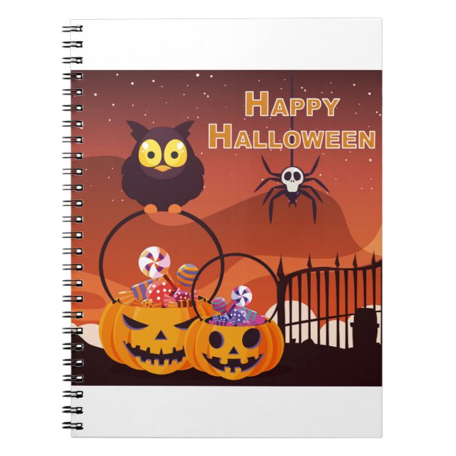 Mycket söt glad halloween-design anteckningsbok (Framsidan)
