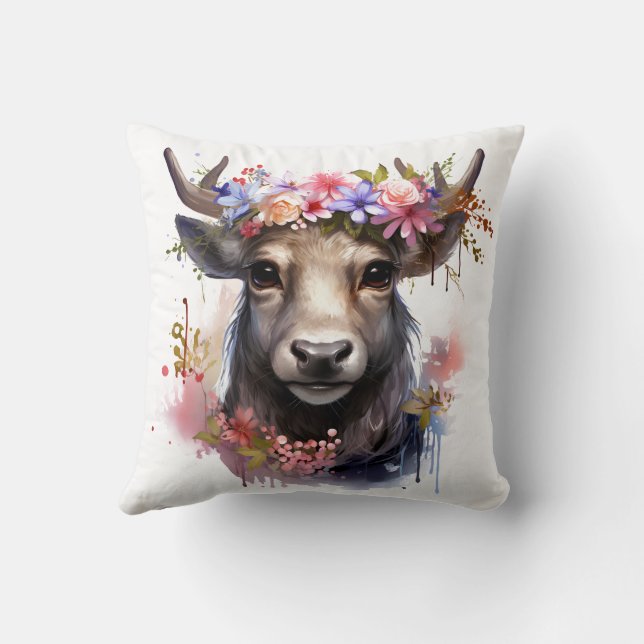 🦌 Mycket Söt God jul Reindeer Pillow Kudde (Baksida)