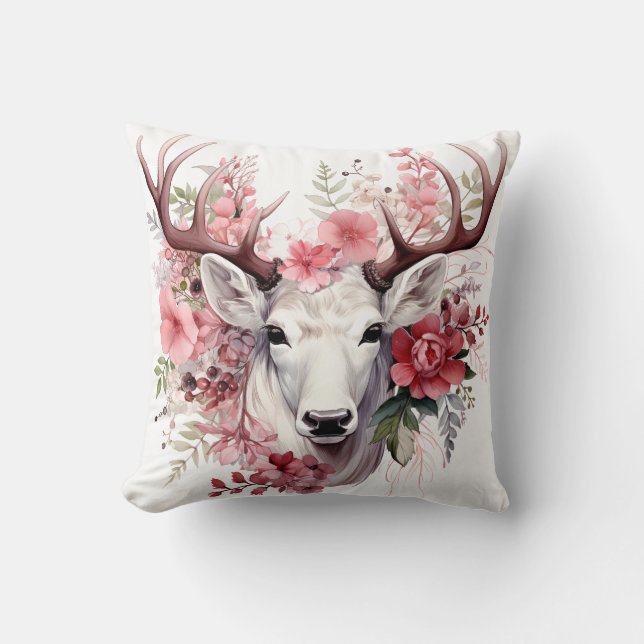 🦌 Mycket Söt God jul Reindeer Pillow Kudde (Framsida)