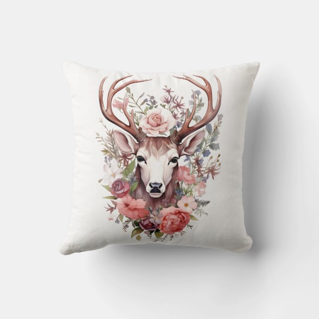 🦌 Mycket Söt God jul Reindeer Pillow Kudde (Baksida)
