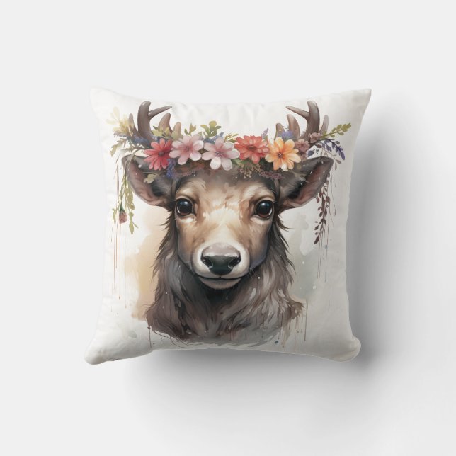🦌 Mycket Söt God jul Reindeer Pillow Kudde (Baksida)