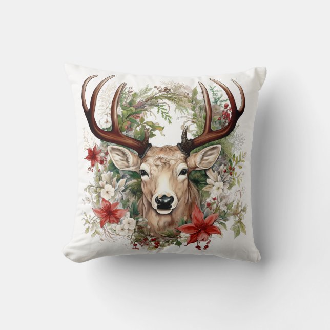 🦌 Mycket Söt God jul Reindeer Pillow Kudde (Framsida)