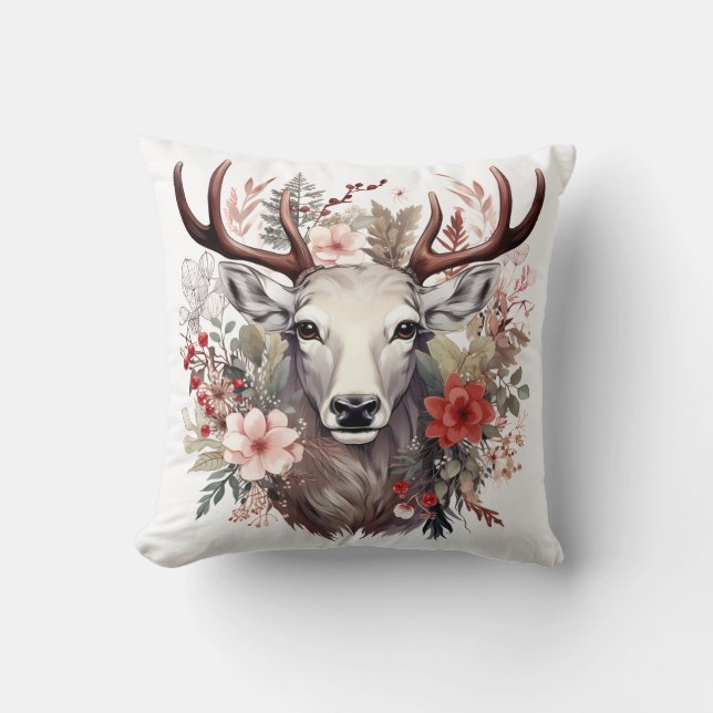 🦌 Mycket Söt God jul Reindeer Pillow Kudde (Framsida)