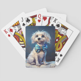 Mycket söt liten hund med blå fluga casinokort