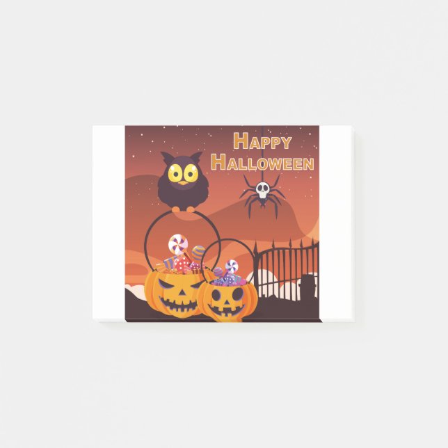 Mycket söt lycklig Halloween-design Post-it Block (Framsida)