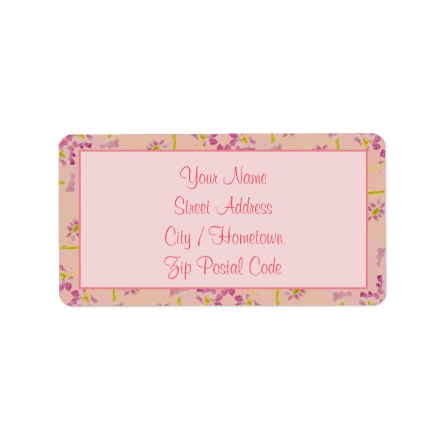 Mycket söt rosa adressetikett (Framsidan)