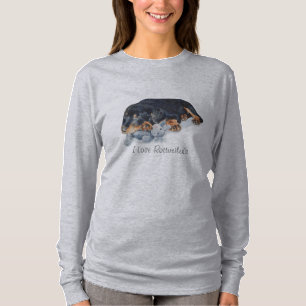 Mycket söt rosenröta, svart och besk hund t-shirt