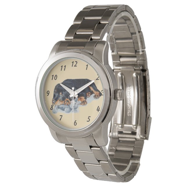 Mycket söt, ruttgig marionett hund armbandsur (Vinklad)