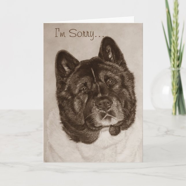 Mycket söt, svart brindle akita hund ledsen kort (Framsida)