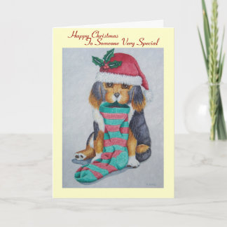 Mycket söt svart och brun puppchristmas helgkort