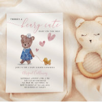 Mycket söt teddybjörn flicka baby shower inbjudan