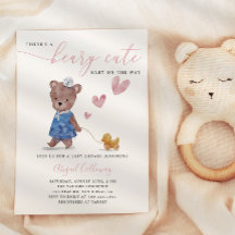 Mycket söt teddybjörn flicka baby shower inbjudan