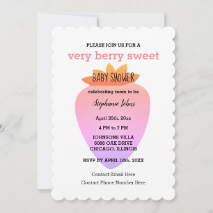 Mycket sötsyrlig QR-kod Jordgubb Baby Shower Inbjudningar