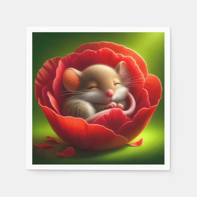 Mycket sött babymus som sover pappersservett (Framsidan)