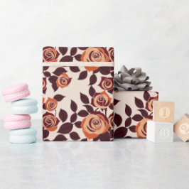Mycket stiliserade rosor i orange nyanser presentpapper