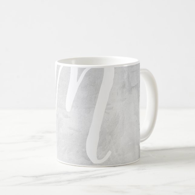Mycket stor Monogram grått Stucco struktur-bild Mu Kaffemugg (Framsida höger)